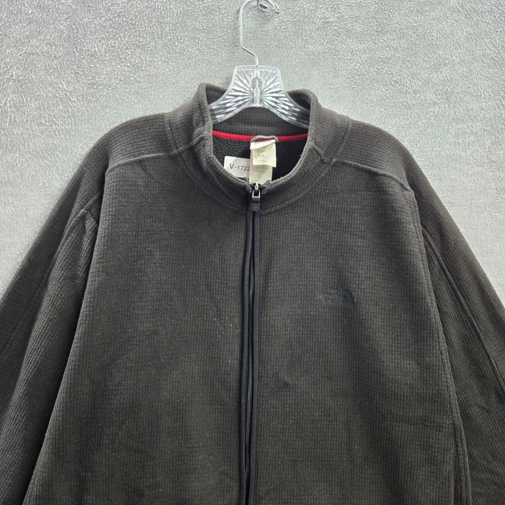 The North Face Men Jacket XL Gray Fleece Lined Logo Full Zip Mock Neck READ
